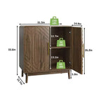 Rustic Carved Doors Wood Storage Cabinet with Adjustable Shelves
