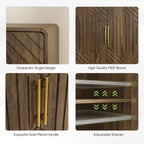 Rustic Carved Doors Wood Storage Cabinet with Adjustable Shelves