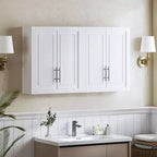 26x44x8 White Wall Mounted Laundry Cabinet with Adjustable Shelves