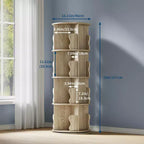 4-Tier Rotating Bookshelf Tower with 360° Spinning Base
