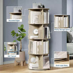 4-Tier Rotating Bookshelf Tower with 360° Spinning Base