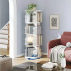4-Tier Rotating Bookshelf Tower with 360° Spinning Base