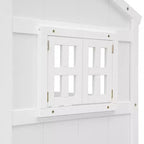 Full Size House Loft Bed with Roof, Windows, 4 Drawers and Guardrails for Children