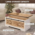 47-Inch Lift Top Coffee Table with Storage and Sliding Barn Doors