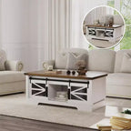47-Inch Lift Top Coffee Table with Storage and Sliding Barn Doors