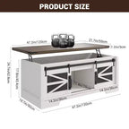 47-Inch Lift Top Coffee Table with Storage and Sliding Barn Doors
