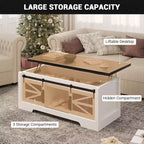 47-Inch Lift Top Coffee Table with Storage and Sliding Barn Doors