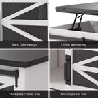 47-Inch Lift Top Coffee Table with Storage and Sliding Barn Doors