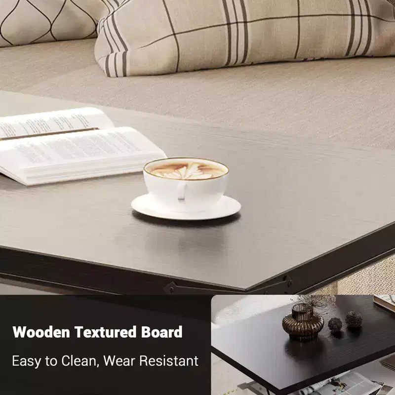 47-Inch Lift Top Coffee Table with Storage and Sliding Barn Doors