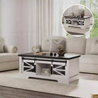 47-Inch Lift Top Coffee Table with Storage and Sliding Barn Doors