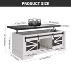 47-Inch Lift Top Coffee Table with Storage and Sliding Barn Doors