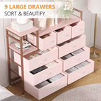9-Drawer Storage Dresser with Charging Station