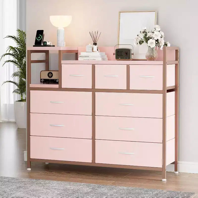 9-Drawer Storage Dresser with Charging Station