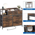 9-Drawer Storage Dresser with Charging Station