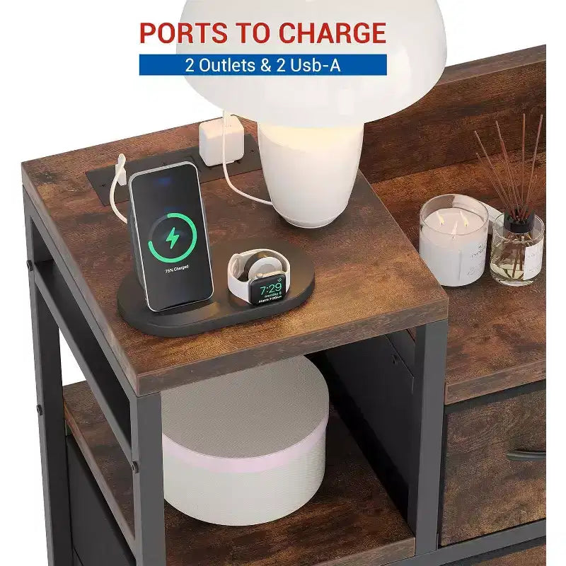 9-Drawer Storage Dresser with Charging Station
