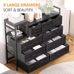 9-Drawer Storage Dresser with Charging Station