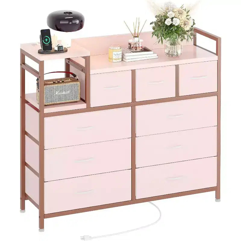 9-Drawer Storage Dresser with Charging Station