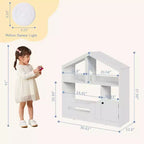 Kids Bookshelf with Motion Sensor Light, Wooden Toy Storage Organizer, House-Shaped Bookcase