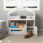 Kids Bookshelf with Motion Sensor Light, Wooden Toy Storage Organizer, House-Shaped Bookcase