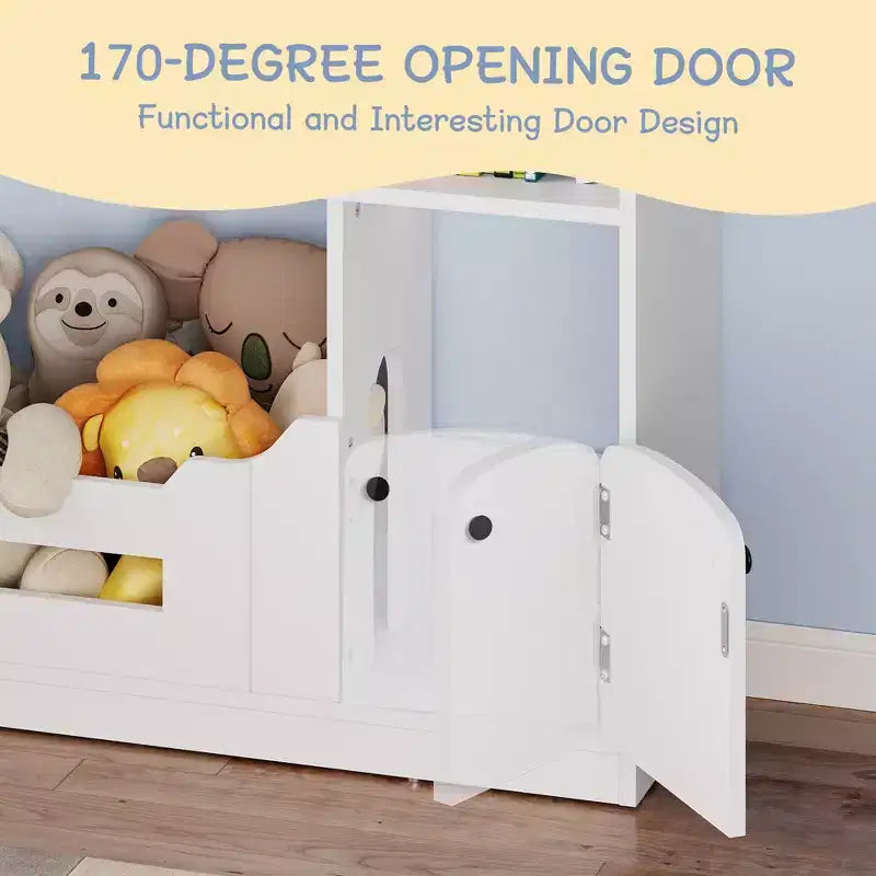 Kids Bookshelf with Motion Sensor Light, Wooden Toy Storage Organizer, House-Shaped Bookcase