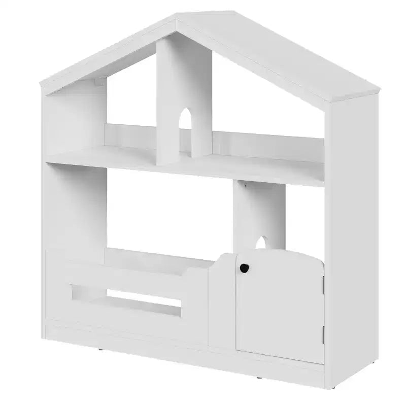 Kids Bookshelf with Motion Sensor Light, Wooden Toy Storage Organizer, House-Shaped Bookcase