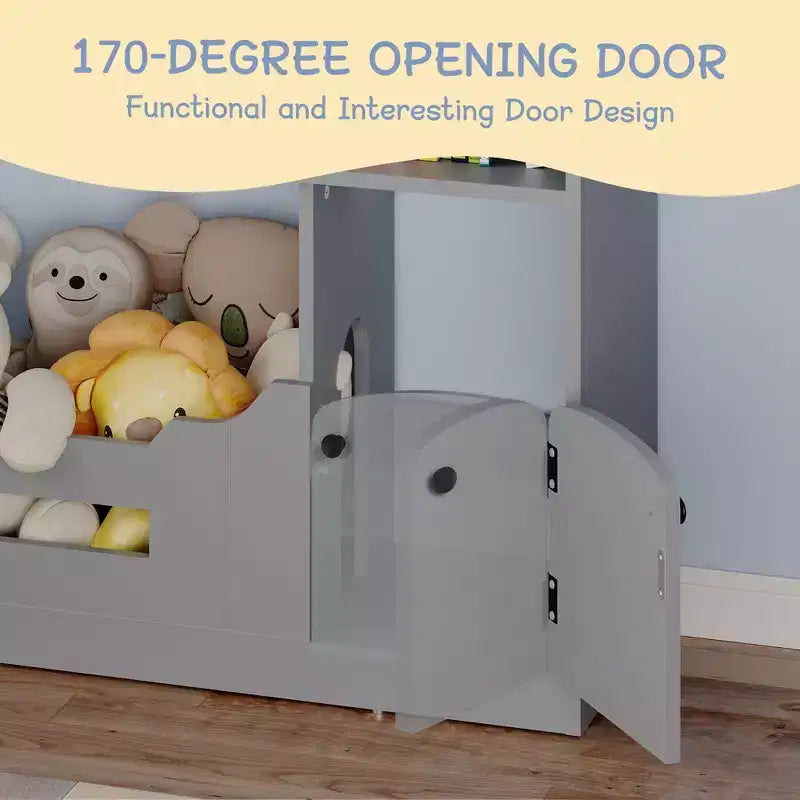 Kids Bookshelf with Motion Sensor Light, Wooden Toy Storage Organizer, House-Shaped Bookcase