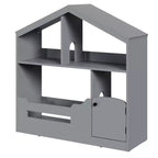 Kids Bookshelf with Motion Sensor Light, Wooden Toy Storage Organizer, House-Shaped Bookcase