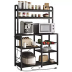 5-Tier Bakers Rack with Wire Basket and Power Outlets
