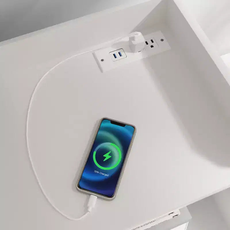 White Dresser with LED Lights & Charging Station