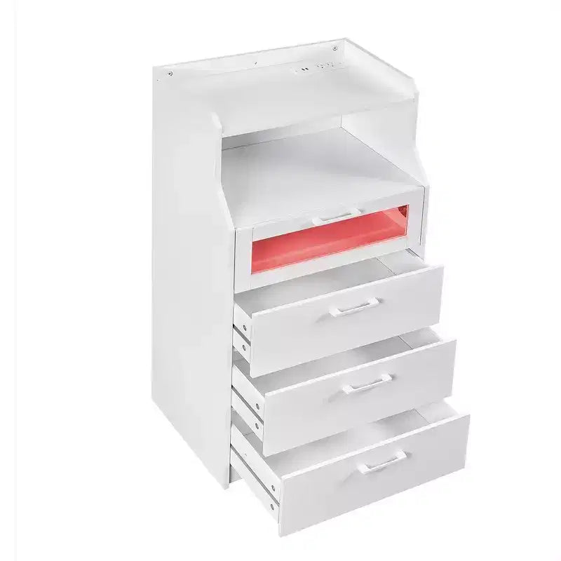 White Dresser with LED Lights & Charging Station