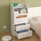 White Dresser with LED Lights & Charging Station