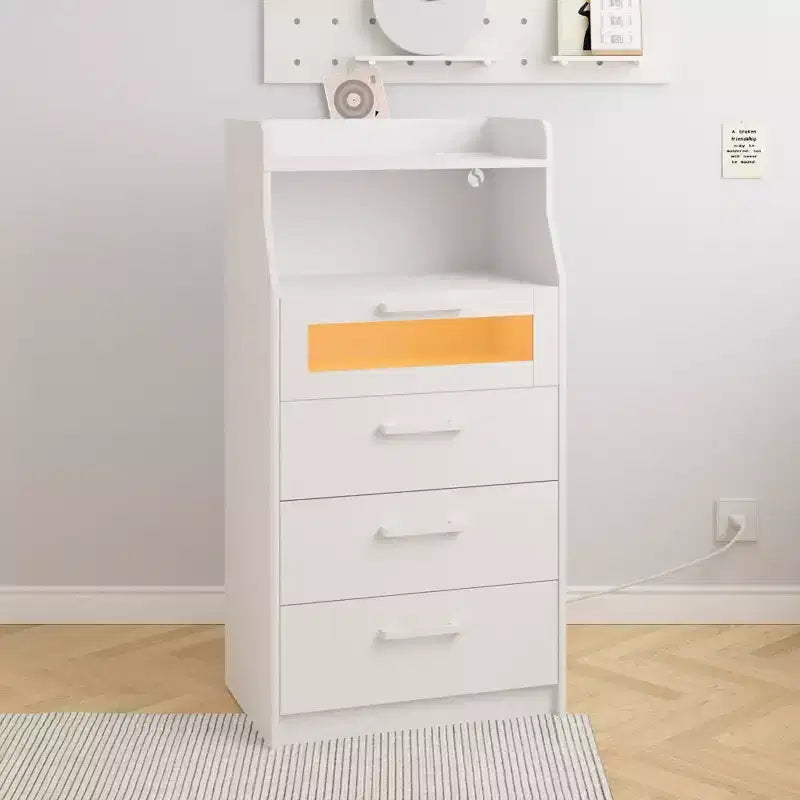 White Dresser with LED Lights & Charging Station