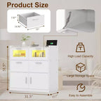 White Dresser with LED Lights & Charging Station