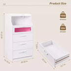 White Dresser with LED Lights & Charging Station