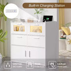 White Dresser with LED Lights & Charging Station