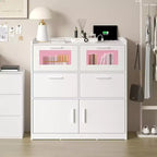 White Dresser with LED Lights & Charging Station