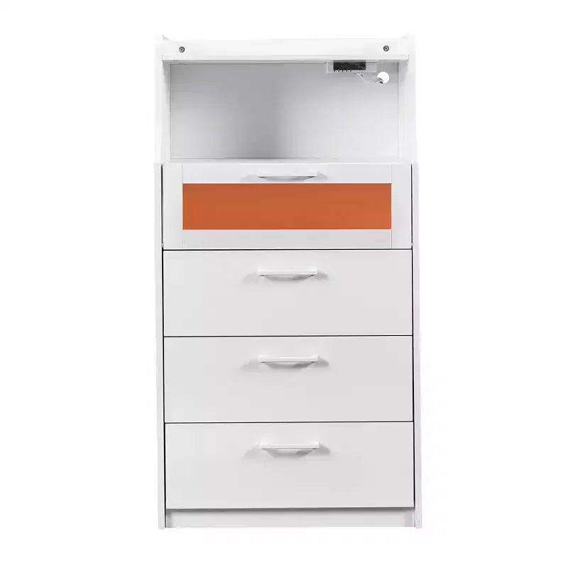 White Dresser with LED Lights & Charging Station