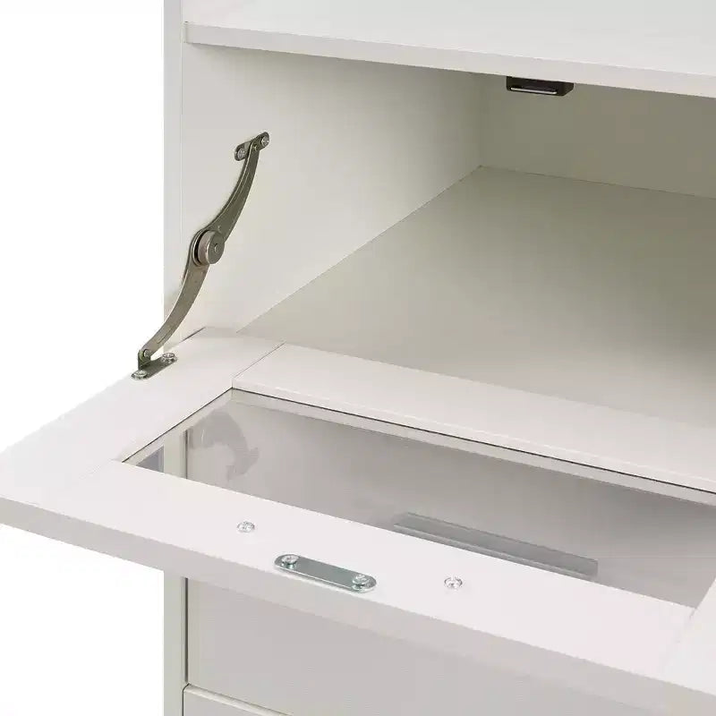 White Dresser with LED Lights & Charging Station