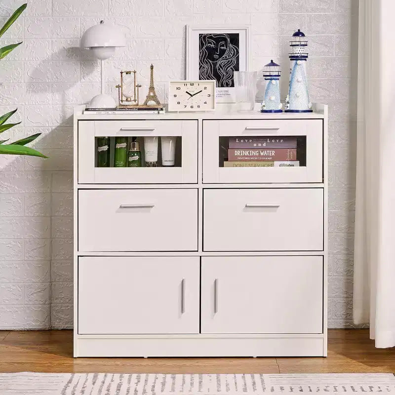 White Dresser with LED Lights & Charging Station