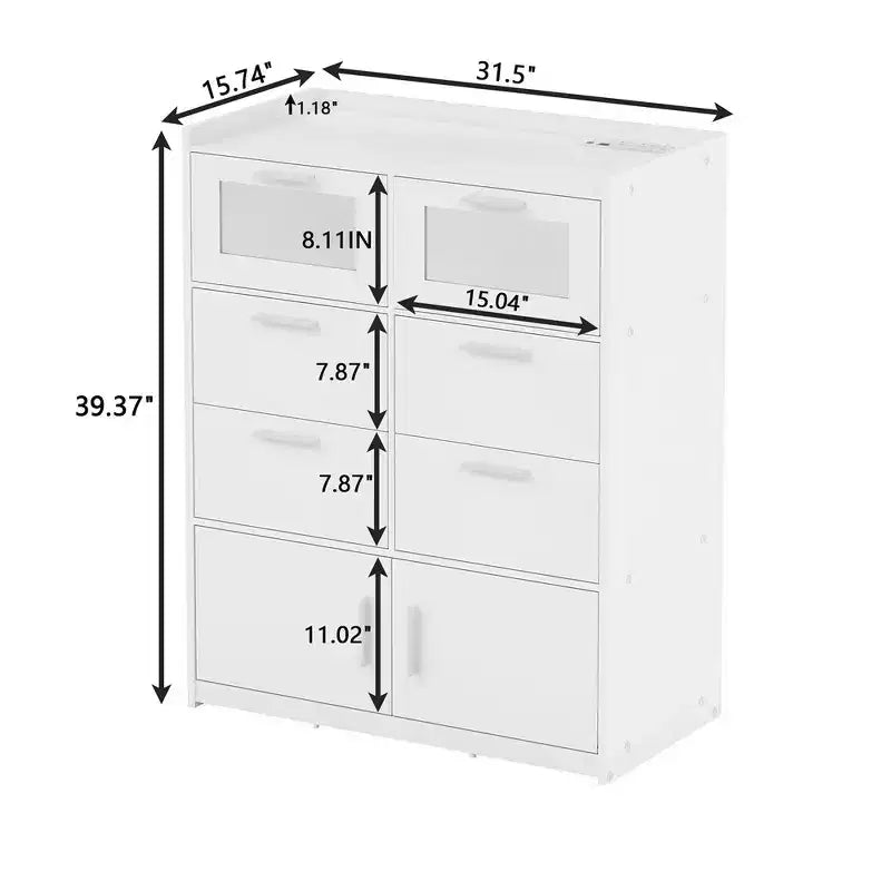 White Dresser with LED Lights & Charging Station