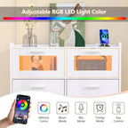 White Dresser with LED Lights & Charging Station