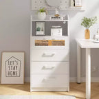 White Dresser with LED Lights & Charging Station