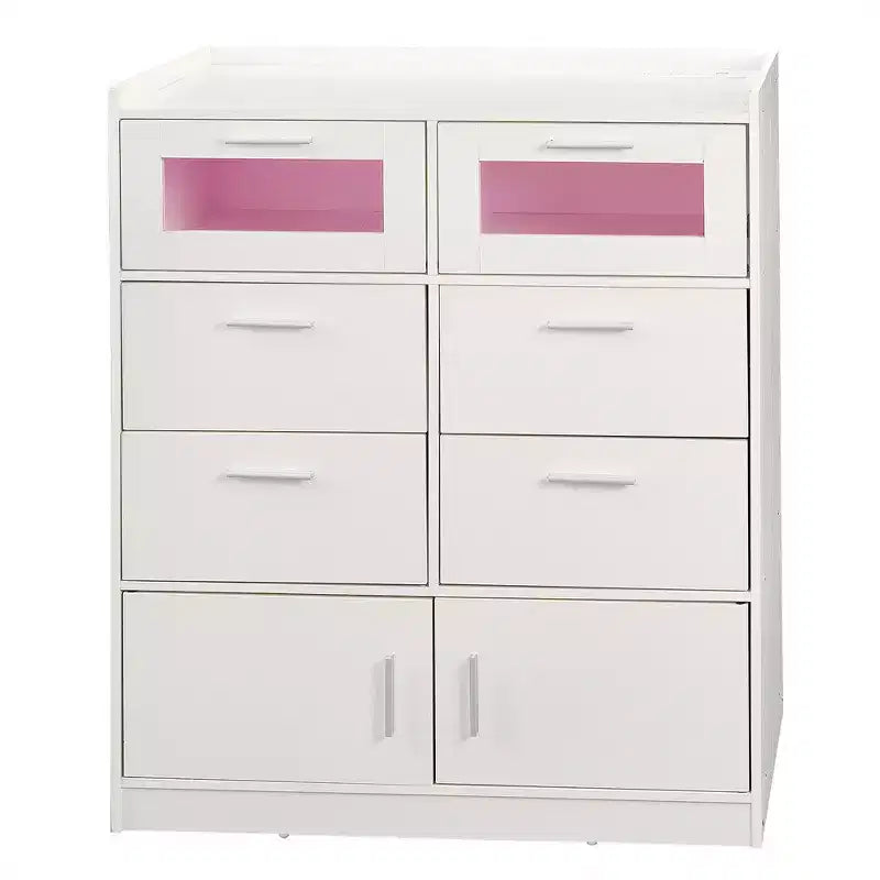 White Dresser with LED Lights & Charging Station