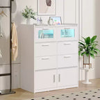 White Dresser with LED Lights & Charging Station