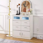 White Dresser with LED Lights & Charging Station