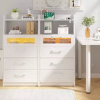 White Dresser with LED Lights & Charging Station