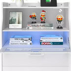 White Dresser with LED Lights & Charging Station