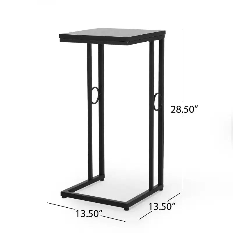 Modern C-Shaped Side Table with Iron Frame and MDF Top