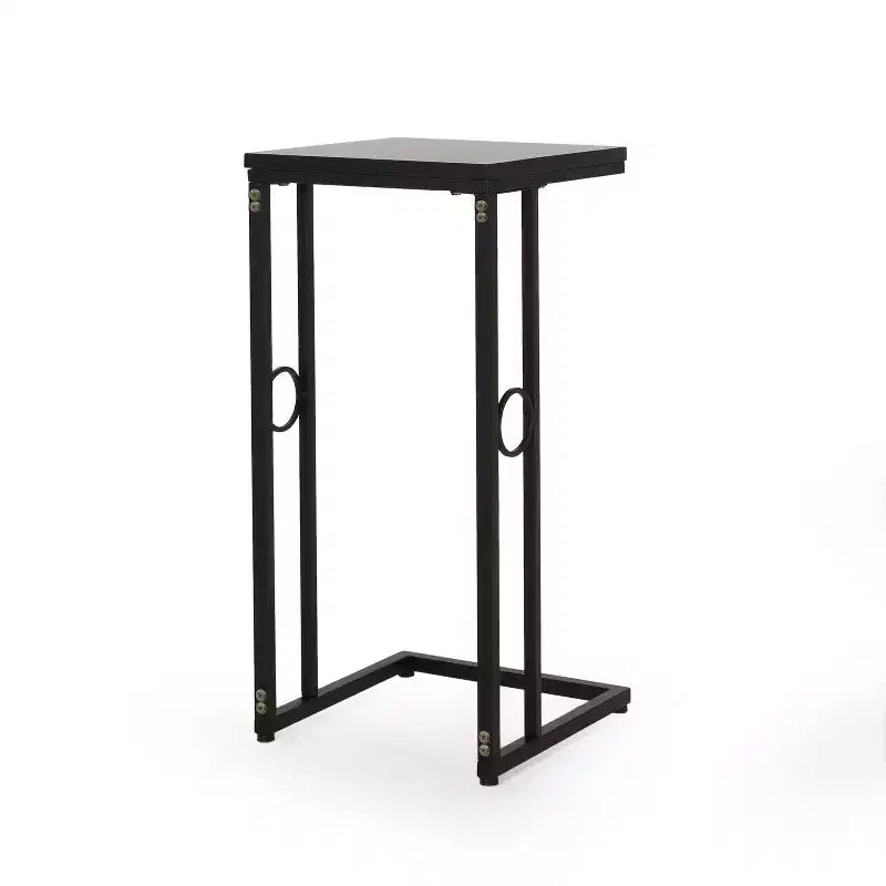 Modern C-Shaped Side Table with Iron Frame and MDF Top