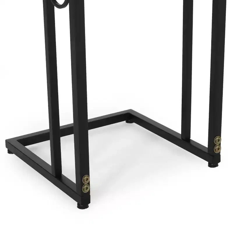 Modern C-Shaped Side Table with Iron Frame and MDF Top